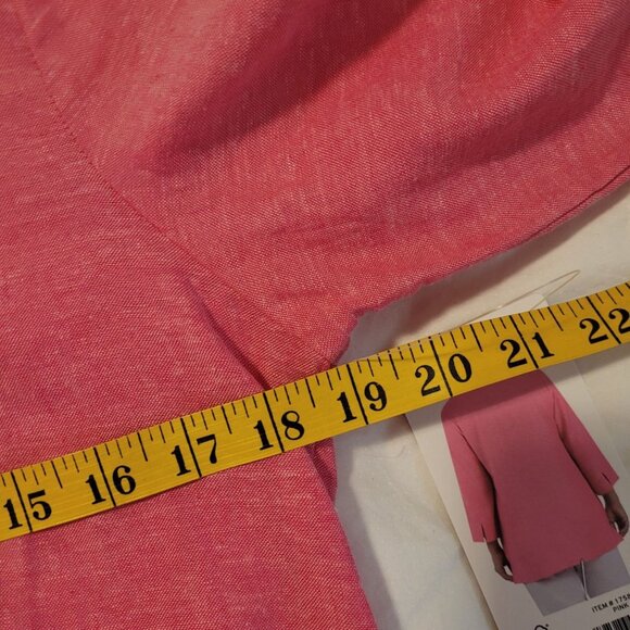 Lands End Pink Linen blend Tunic Top Split Neck 3/4 Sleeve S Beachcore Granny - Picture 5 of 6